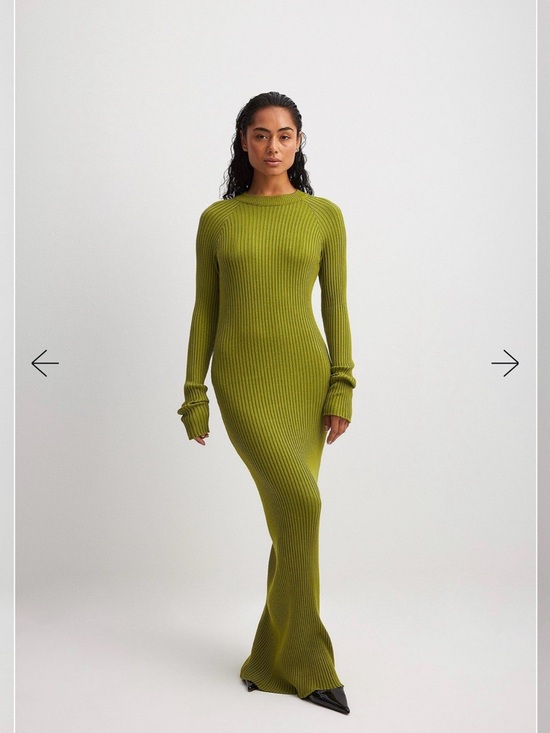 Na-Kd Dresses & Skirts - NA-KD Knitted ribbed maxi dress green